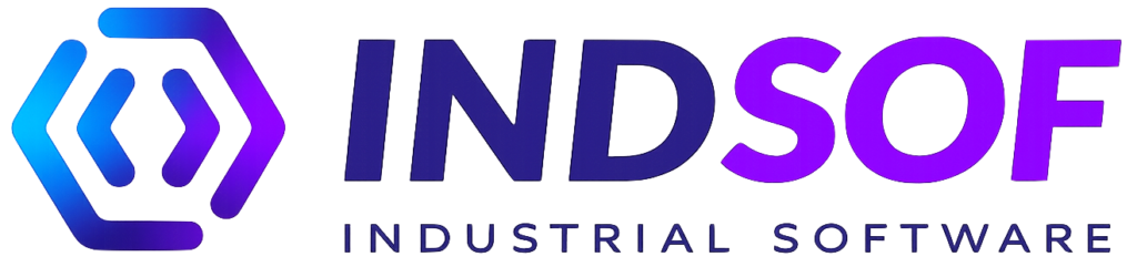 Logo de INDSOF con ícono hexagonal